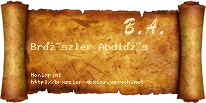 Brüszler Abdiás névjegykártya